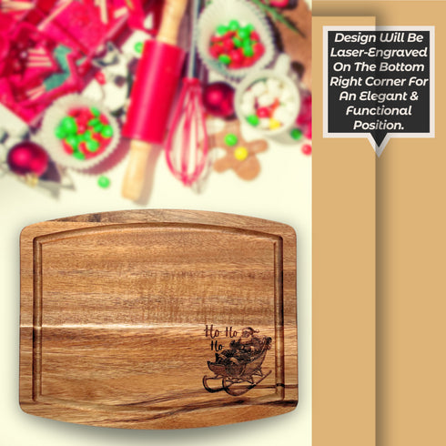 Vintage Santa Sleigh Cutting Board with Beveled Edge-Laser Engraved